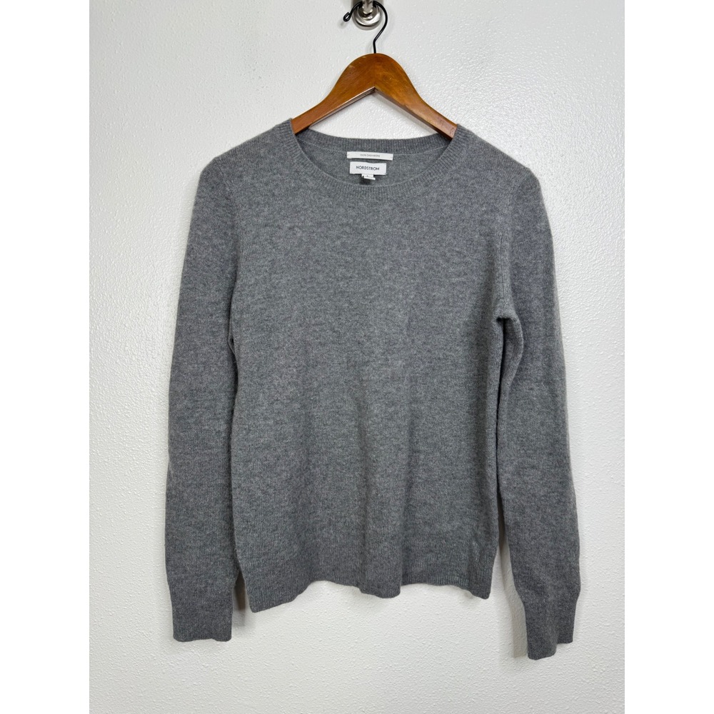 Nordstrom Cashmere Crewneck Sweater Womens‎ Small Heather Gray Long Sleeve Knit